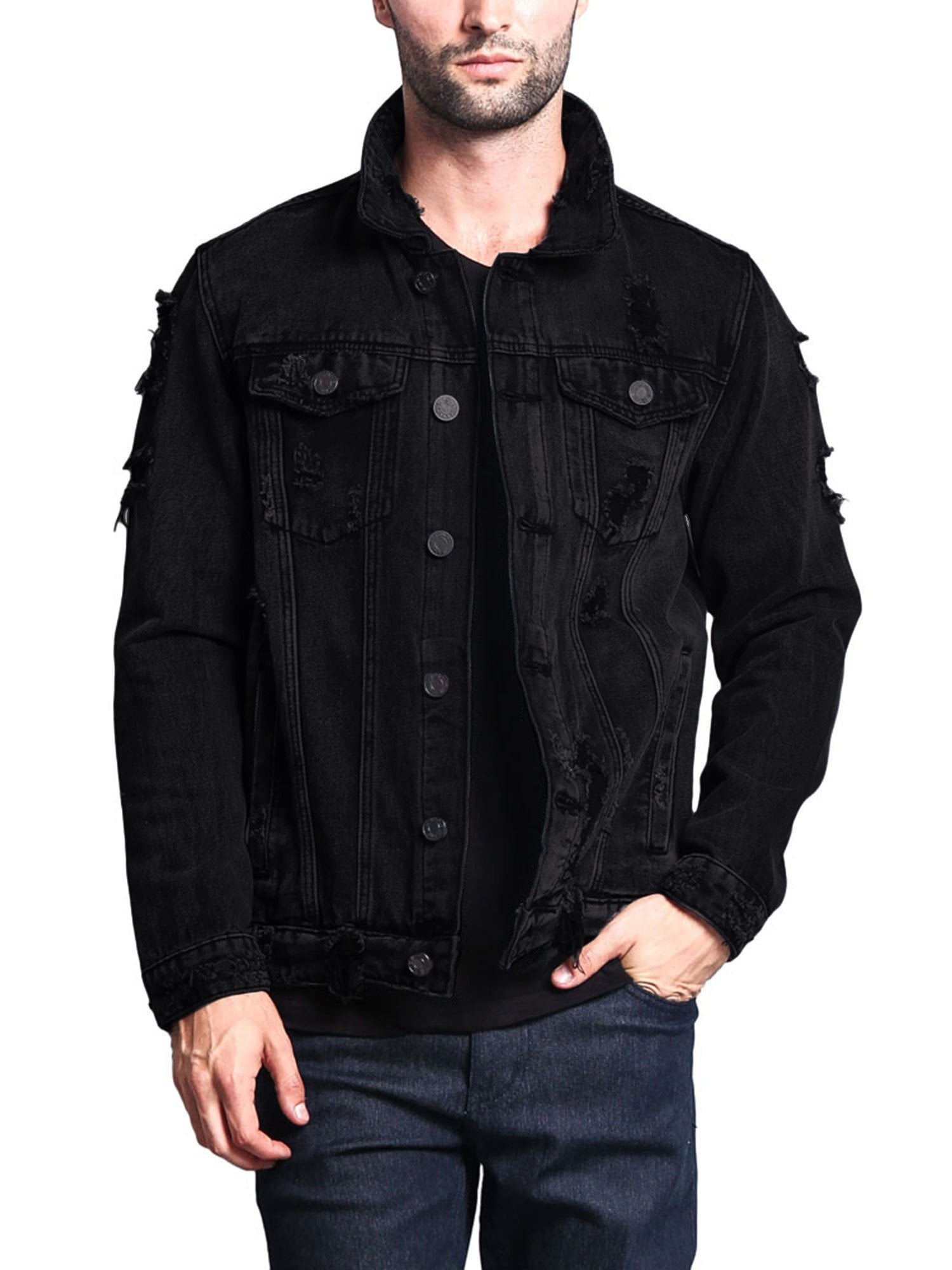 Victorious Men's Classic Distressed Denim Trucker Jean Victorious Men's Classic Distressed Denim Trucker Jean