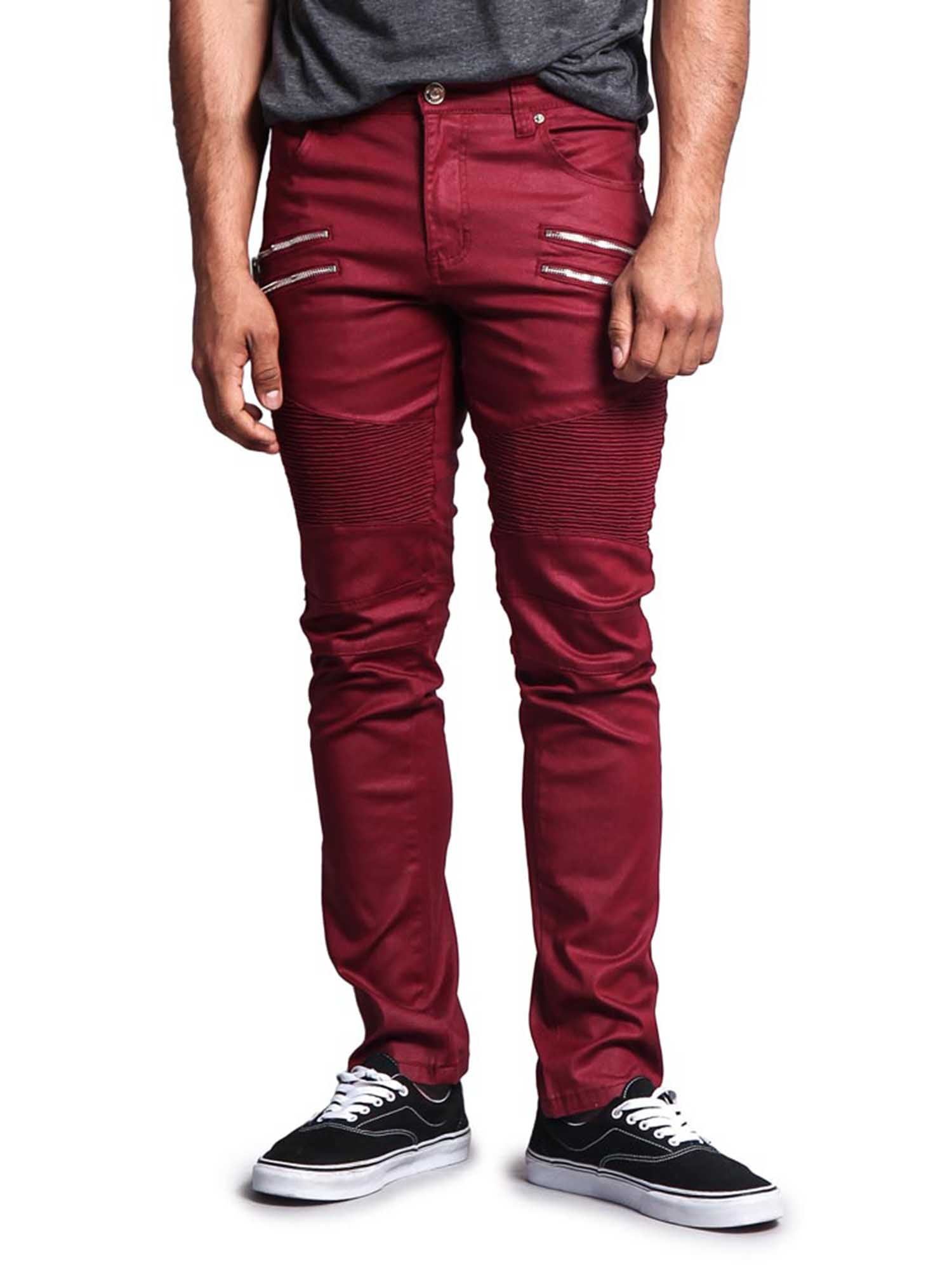 Maroon Jeans Dark Red Skinny Jeans Mens WSS Slim Fit Plain Pockets