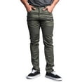 thumbnail image 1 of Victorious Men's Coated Slim Fit Moto Pants Biker Jeans - Olive - 32/30, 1 of 6