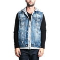 thumbnail image 1 of Victorious Men's Distressed Layered Zipper Hoodie Denim Jean Vest DK110 - Indigo - X-Large, 1 of 7