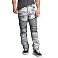 thumbnail image 1 of Victorious Men's Distressed Wash Slim Fit Moto Pants Biker Jeans - Black - 32/32, 1 of 4