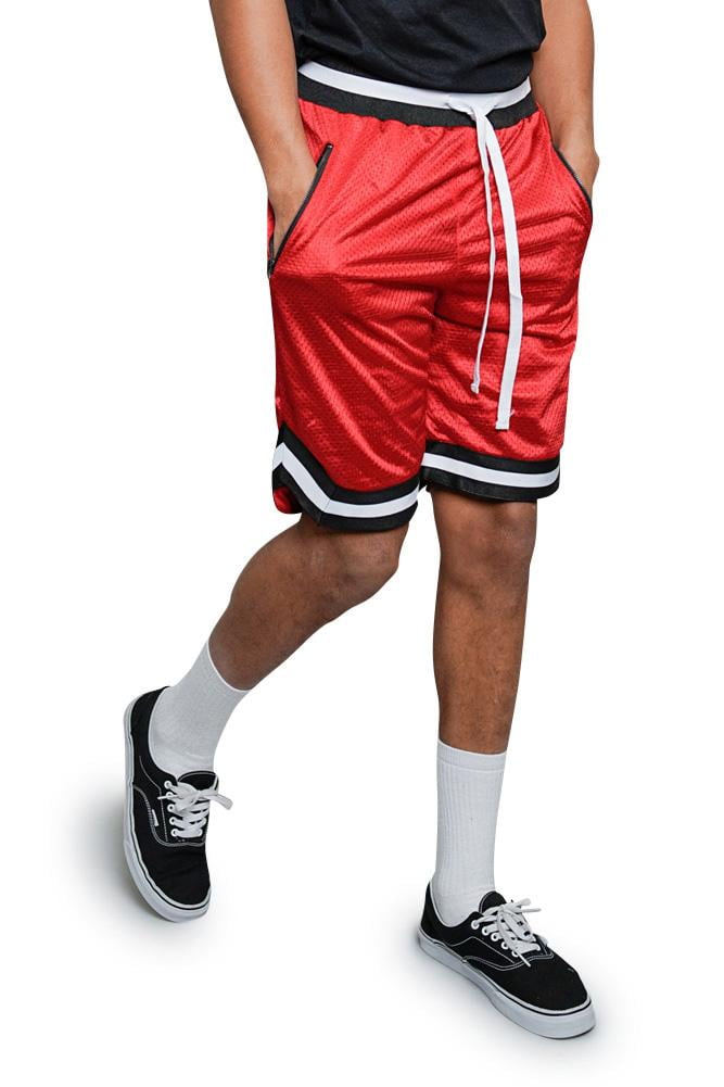 Victorious Men's Double Layered Drawstring Mesh Basketball Shorts with Zippered Pockets, up to