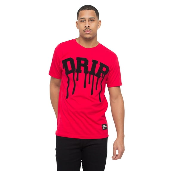 Victorious Men's Drip Chenille Patched T-Shirts TS7344 - Red - Medium - F19D