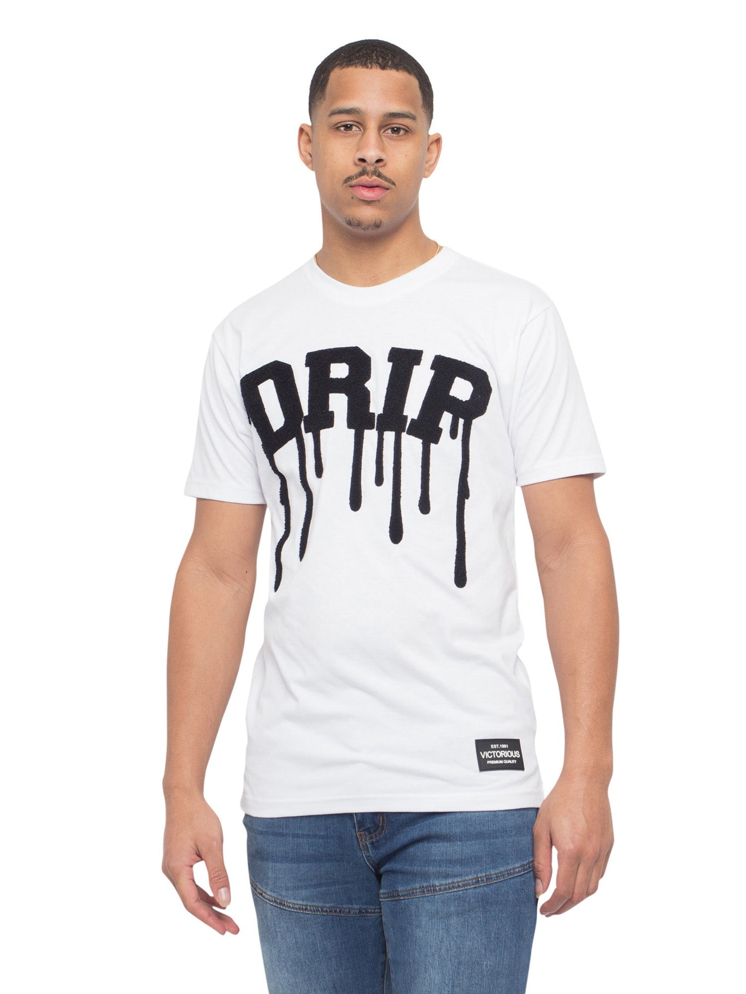 【NONCODE】Newly off ribbed T-shirt (muffler set) Victorious Men's Drip Chenille Patched T-Shirts TS7344