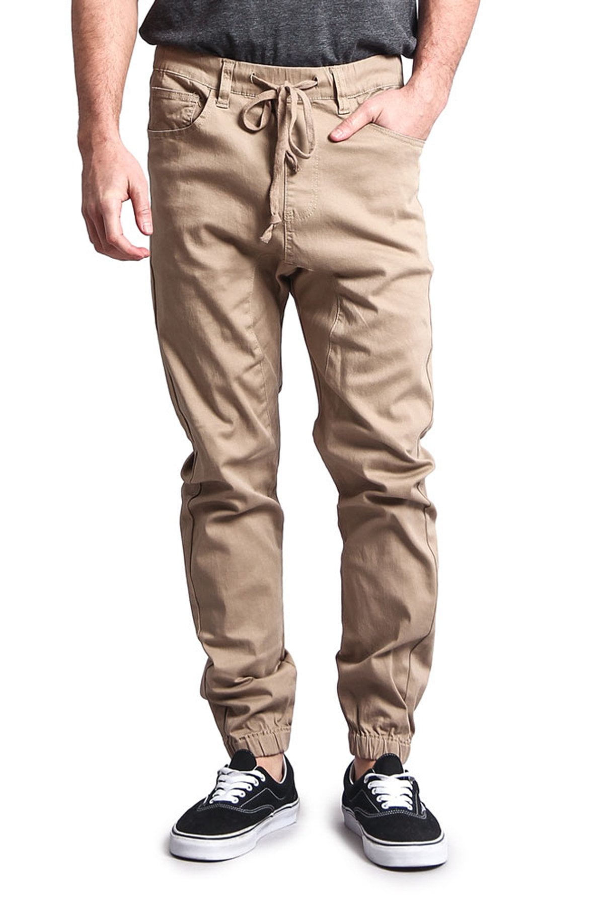 Victorious Herren Twill Jogger Hose – Stretch, Mit Cargo-Taschen, Verstellbarem Bund