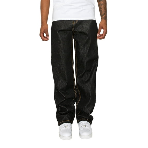 Victorious Men's Essential Baggy Raw Denim Jeans DL998 Black 28/30