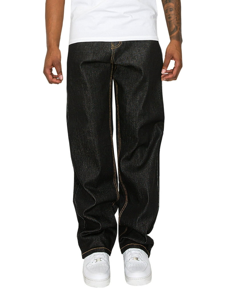 Victorious Men's Essential Baggy Raw Denim Jeans DL998 Black 34/32