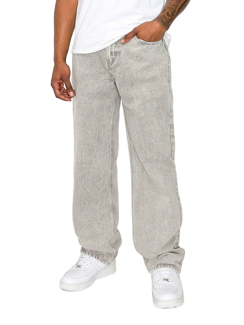 Victorious Men's Essential Baggy Wide Denim Jeans DL999 Grey 3432