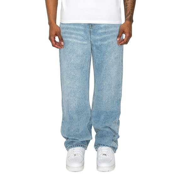 Victorious Men's Essential Baggy Wide Denim Jeans DL999 Light Indigo 3230
