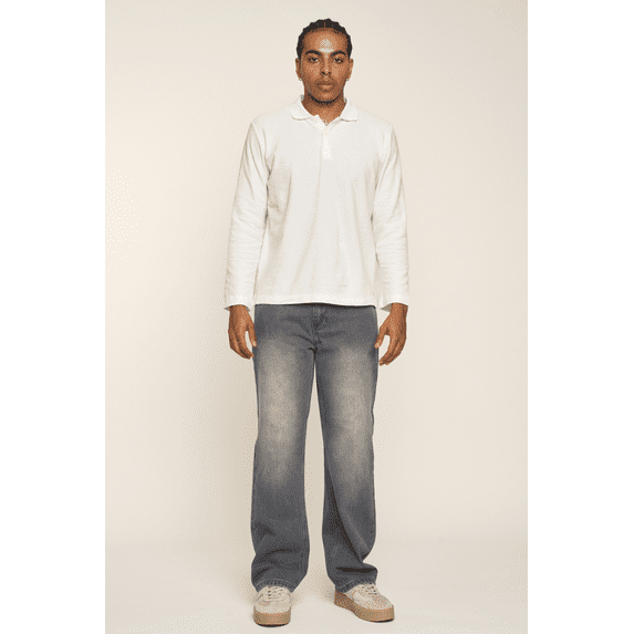 Victorious Men's Essential Baggy Wide Denim Jeans DL999 Stoneblack 2832