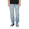 thumbnail image 1 of Victorious Men's Essential Distressed Denim Jogger Pants JG3050 Light Indigo 4X-Large, 1 of 2
