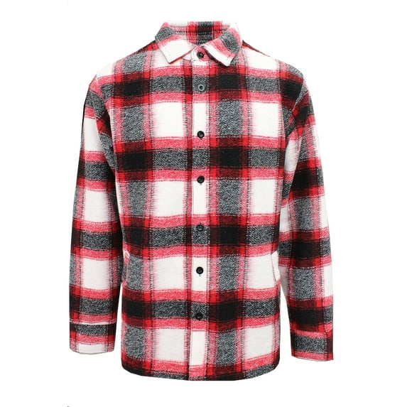 Victorious Men's Essential Felted Plaid Overshirts JK5067 Red X-Large