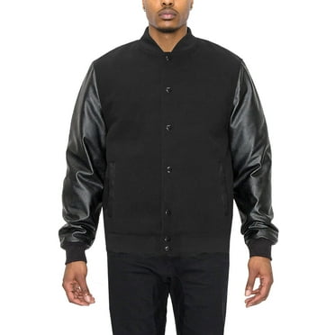 Victorious Men's Essential Melton Varsity Jacket Black/Black JK5073 Large