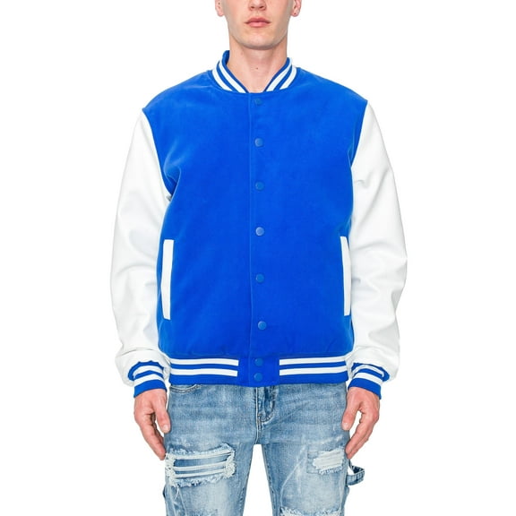 Victorious Men's Essential Melton Varsity Jacket Royal Blue/White JK5073 Small