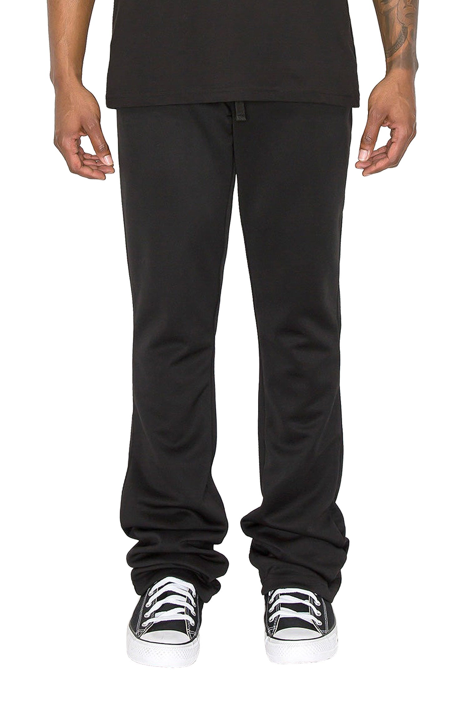 Victorious Men s Essential Solid Flare Stacked Track Pants TR592 Black Medium