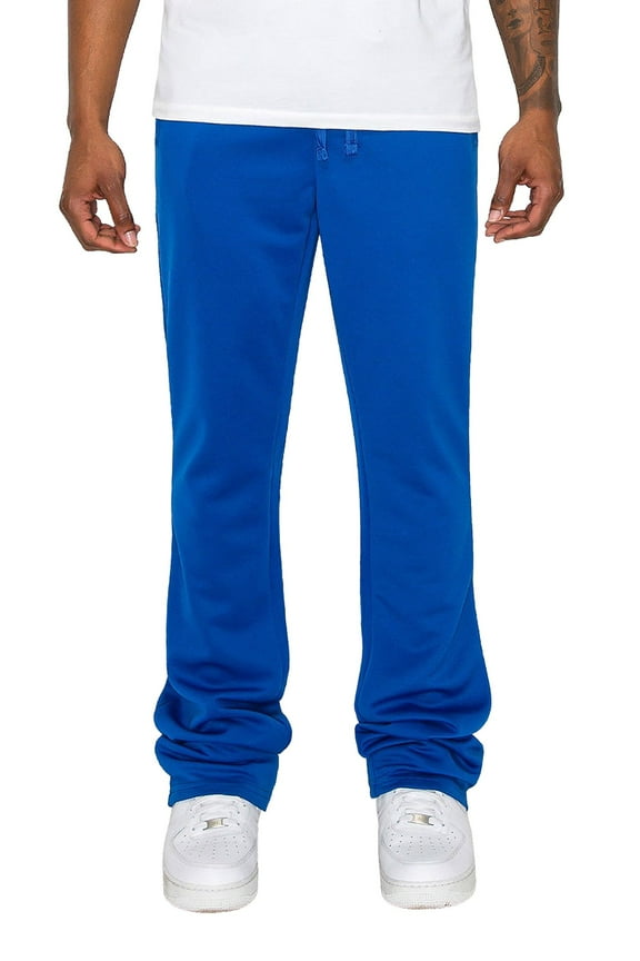 Men's Essential Solid Flare Stacked Track Pants TR592 Royal Blue Small
