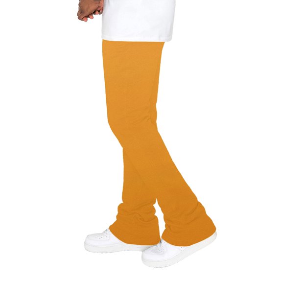 Victorious Men's Fleece Drawstring Elastic Cuff Stacked Extra Long FL94 - Mustard Small
