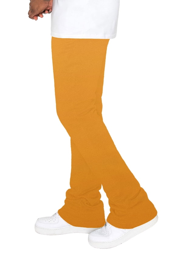 Men's Fleece Drawstring Elastic Cuff Stacked Extra Long FL94 - Mustard Small