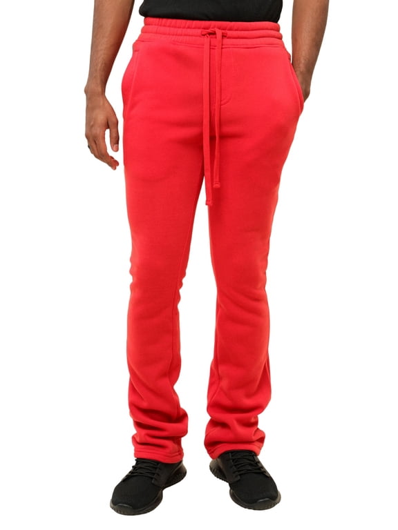 Men's Fleece Drawstring Elastic Cuff Stacked Extra Long FL94 - Red Medium
