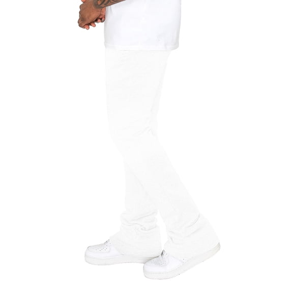 Victorious Men's Fleece Drawstring Elastic Cuff Stacked Extra Long FL94 - White 2X-Large