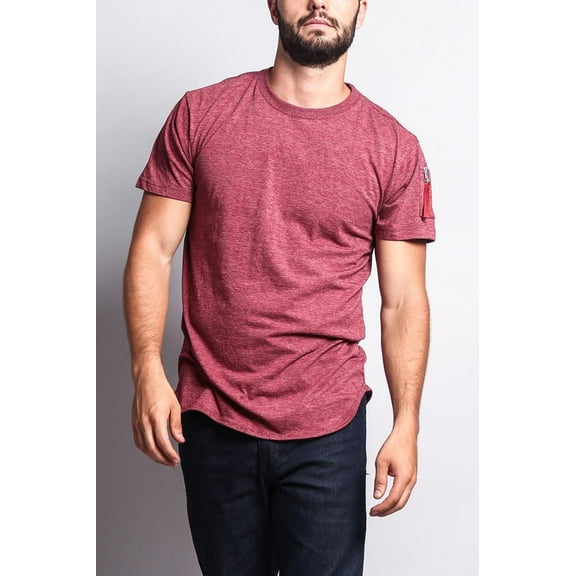 Victorious Men's Flight MA-1 Long Length Curved Hem T-Shirt TS652 - BRG -SML