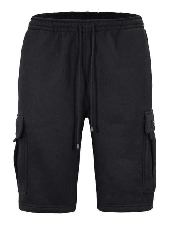 Victorious Men's Heavyweight Fleece Cargo Shorts VS76 - Black - Large