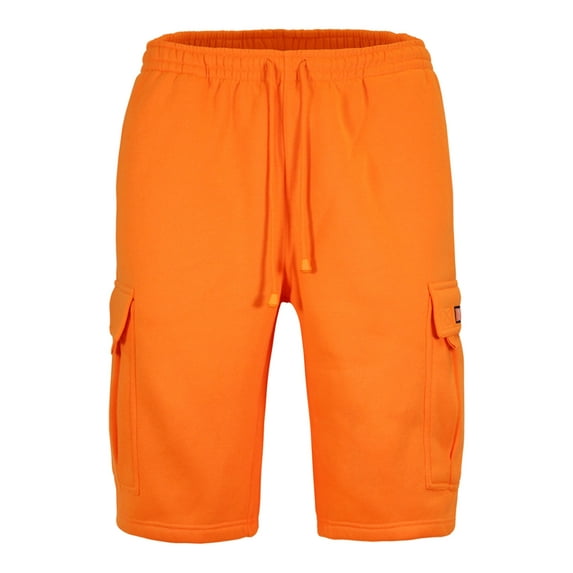 Victorious Men's Heavyweight Fleece Cargo Shorts VS76 - Neon Orange - Small