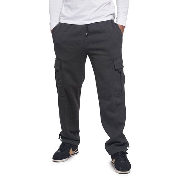 Victorious Men's Heavyweight Fleece Relaxed Lounge Cargo Sweatpants - Charcoal - 5X-Large