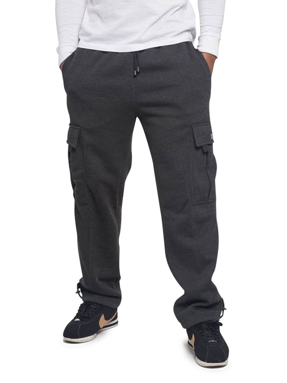 Victorious Men's Heavyweight Fleece Relaxed Lounge Cargo Sweatpants - Charcoal - 5X-Large