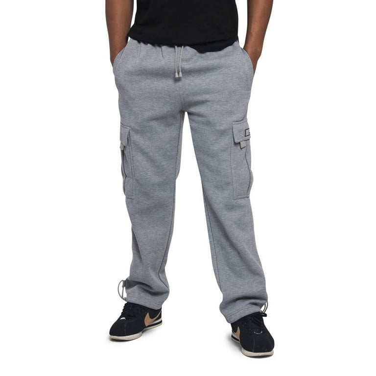Victorious Men's Heavyweight Fleece Relaxed Lounge Cargo Sweatpants - Gray  - X-Large