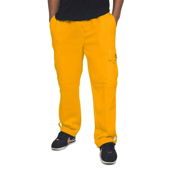 Victorious Men's Heavyweight Fleece Relaxed Lounge Cargo Sweatpants - Neon Yellow - Large