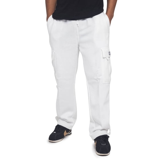 Victorious Men's Heavyweight Fleece Relaxed Lounge Cargo Sweatpants - Off-White - 4X-Large
