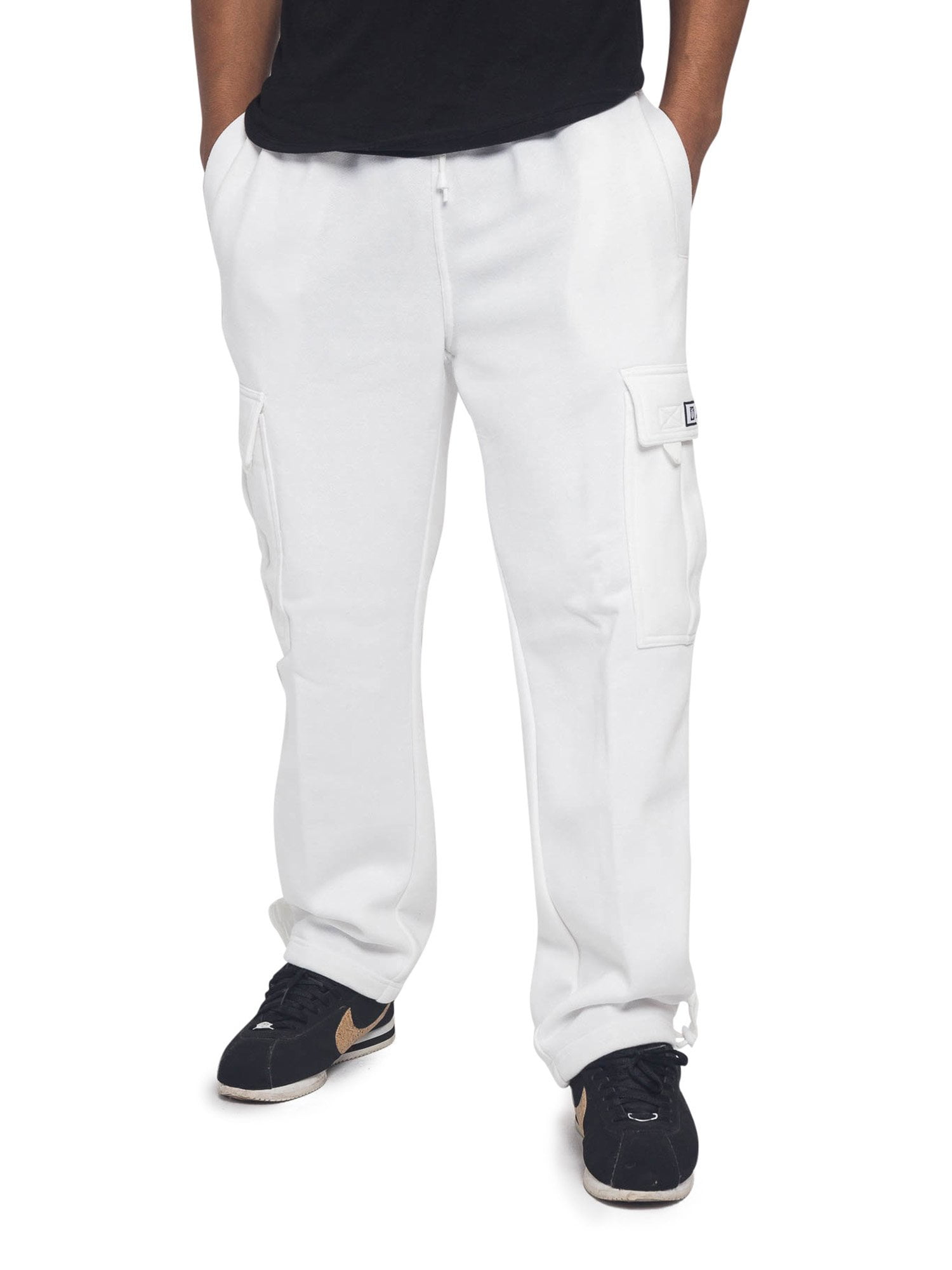 Victorious Men's Heavyweight Fleece Relaxed Lounge Cargo Sweatpants -  Off-White - Medium