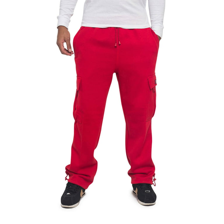 Victorious Men's Heavyweight Fleece Relaxed Lounge Cargo Sweatpants - Red -  3X-Large