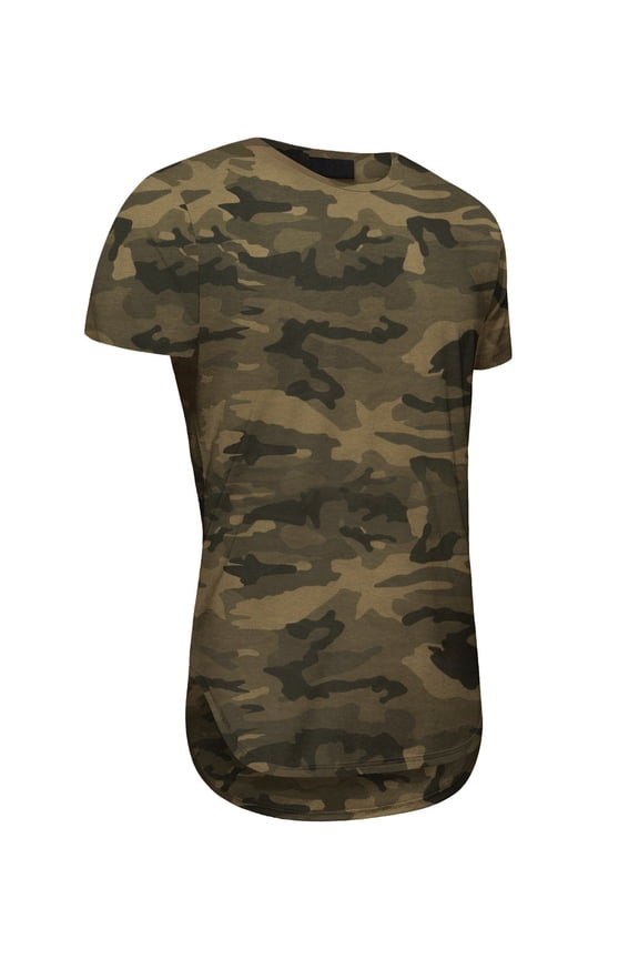 Victorious Solid Color Long Length Curved Hem T-Shirt TS270 - NEW OLIVE CAMO - Medium