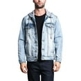 thumbnail image 1 of Victorious Men's Hoodie Layered Distressed Denim Jacket with Removable Hood DK109 - ICE - Large, 1 of 7