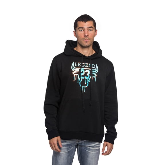 Victorious Men's Iridescent Bull Fleece Pullover Graphic Hoodie JK5032 - Black - 3X-Large - II14A