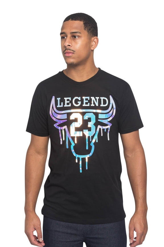 Victorious Men's Iridescent Bulls 23 Graphic T-Shirts TS7319 - Black - 2X-Large - C12I