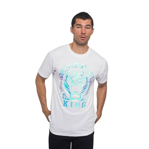 Victorious Men's Iridescent Foil Tiger King Graphic T-Shirts TS7318 - White - 3X-Large - C12I