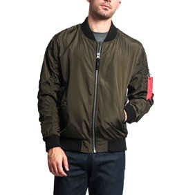 Victorious Men's Lightweight Contrast MA-1 Bomber Flight Jacket JK752 - Olive - Medium