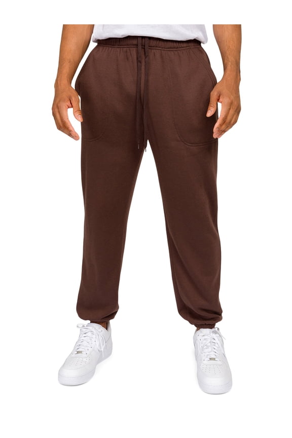 Victorious Men's Lightweight Fleece Drawstring Elastic Cuff Sweatpants FL78 - Brown - 2X-Large
