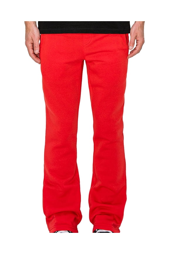 Victorious Men's Lightweight Fleece Drawstring Elastic Cuff Sweatpants FL91 - Red 2X-Large