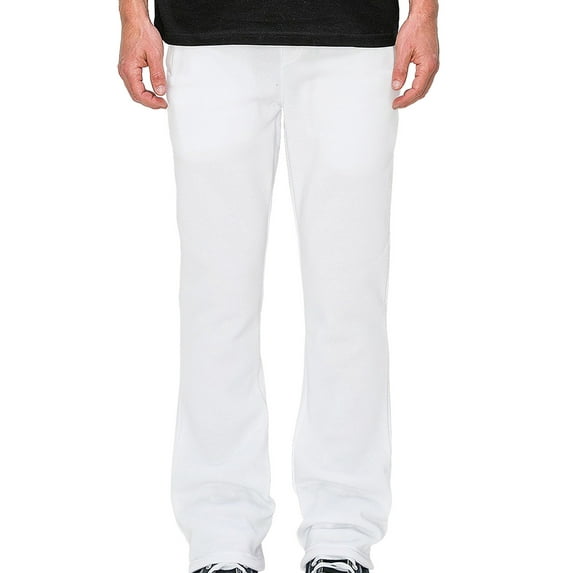 Victorious Men's Lightweight Fleece Drawstring Elastic Cuff Sweatpants FL91 - White Large