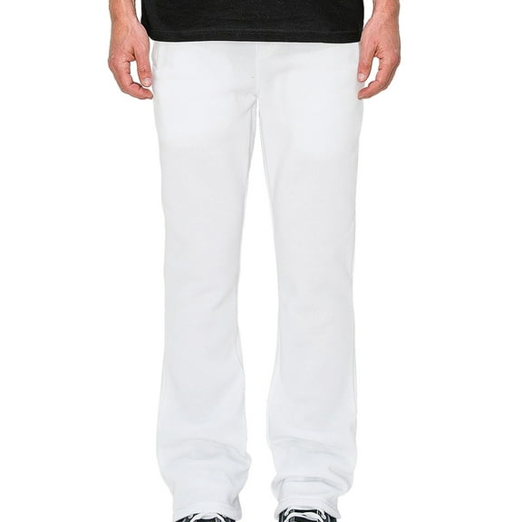 Victorious Men's Lightweight Fleece Drawstring Elastic Cuff Sweatpants FL91 - White X-Large