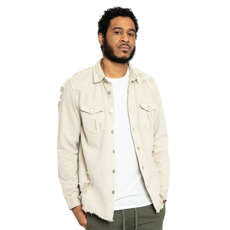 Mens white denim shirt long sleeve deals
