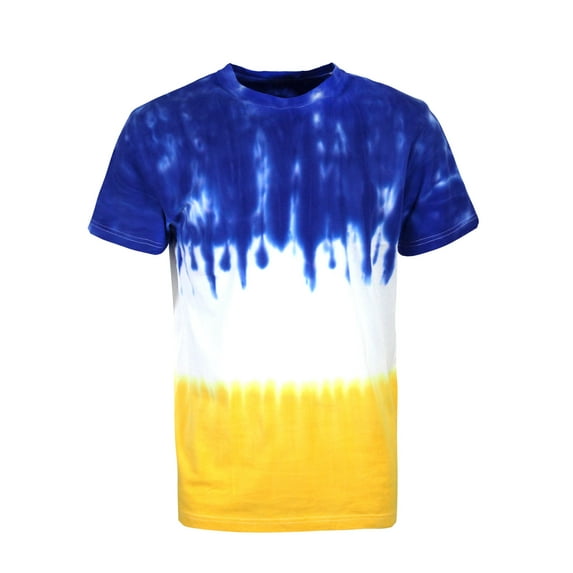 Victorious Men's Multi Color Colorblock Graphic Tie Dye T-Shirt TS7416 - Royal Blue/Gold - Small
