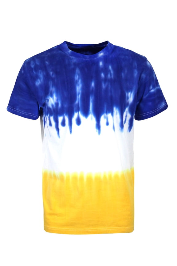 Victorious Men's Multi Color Colorblock Graphic Tie Dye T-Shirt TS7416 - Royal Blue/Gold - Small