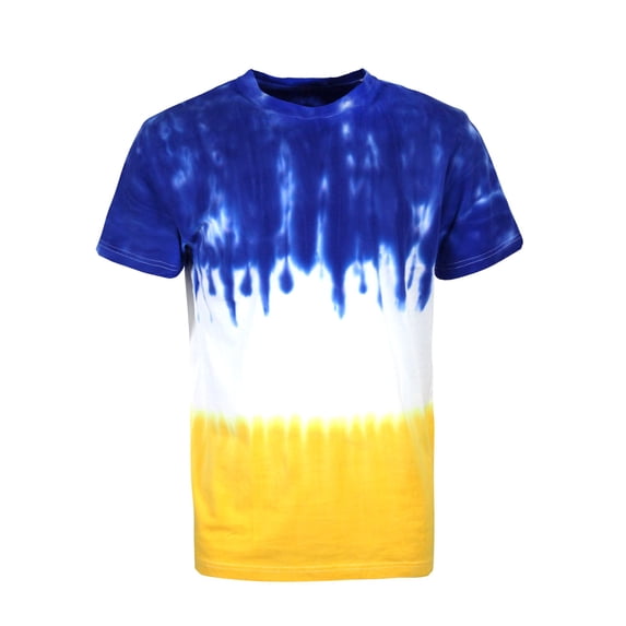 Victorious Men's Multi Color Colorblock Graphic Tie Dye T-Shirt TS7416 - Royal Blue/Gold - X-Large