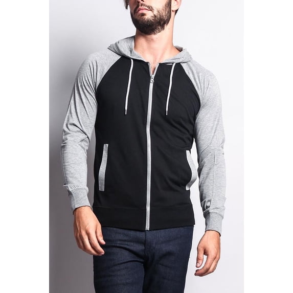 Victorious Men's Raglan Light Weight Zip Down Hoodie TH864 - BGY -2XL
