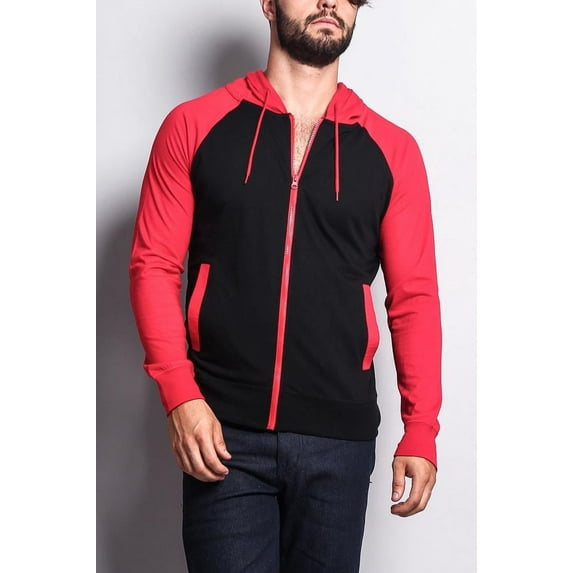 Victorious Men's Raglan Light Weight Zip Down Hoodie TH864 - BRD -